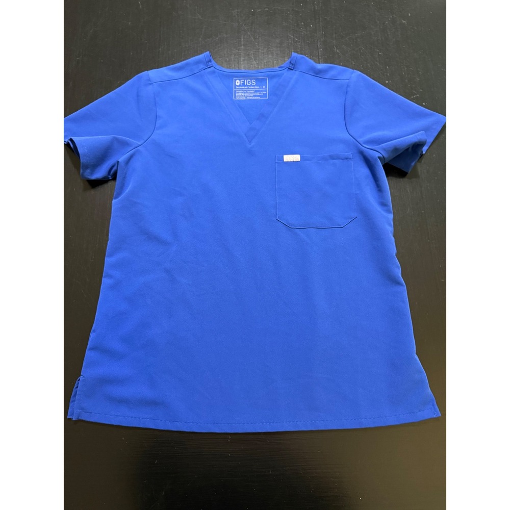 FIGS Technical Collection Royal Blue V-Neck Scrub Top Womens Medium One Pocket